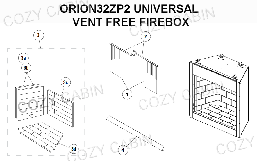 UNIVERSAL VENT FREE FIREBOX (ORION32ZP2) #ORION32ZP2